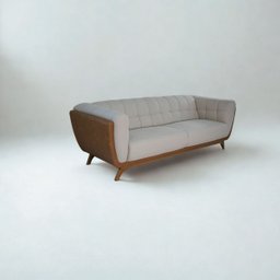 Sofá 3 Lugares 240cm com Pés em Madeira Linha Premium Compose em Bouclê Off-white e Corino Caramelo - 3