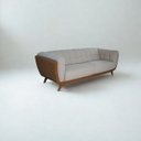 Ver imagem 3 de Sofá 3 Lugares 240cm com Pés em Madeira Linha Premium Compose em Bouclê Off-white e Corino Caramelo