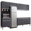 Ver imagem 1 de Cozinha Modulada 5 Peças com Tampo 280cm 12 Portas 4 Gavetas Natalie Cinza - ÉdeCasaMóveis