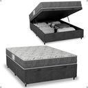 Ver imagem 1 de Cama Box Baú Casal + Colchão D33 One Face - Suede Cinza - e-Shop Casa