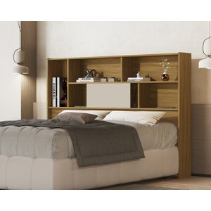 Cabeceira Olivia com Prateleiras para Cama Box Queen 160cm Nature