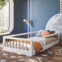 Ver imagem 1 de Cama Montessoriana Solteiro Ana 99x195x36cm Marrom/Branco/Amadeirado