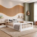 Ver imagem 1 de Cama Montessoriana Solteiro Ana 99x195x36cm Marrom/Branco/Amadeirado