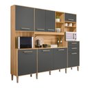 Ver imagem 2 de Armário de Cozinha Compacta 8 Portas 2 Gavetas Freijó e Chumbo Hortelã Cinza/Marrom