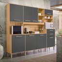 Ver imagem 1 de Armário de Cozinha Compacta 8 Portas 2 Gavetas Freijó e Chumbo Hortelã Cinza/Marrom