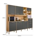 Ver imagem 3 de Armário de Cozinha Compacta 8 Portas 2 Gavetas Freijó e Chumbo Hortelã Cinza/Marrom