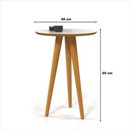 Mesa Apoio Lateral 4601 46x60 Pés Palito em Madeira Borda Invertida Mdf Off White com Freijó - Ofert - 4