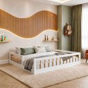 Ver imagem 1 de Cama Montessoriana Casal Ana 144,8x195x36cm Marrom/Branco/Amadeirado