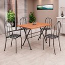 Ver imagem 1 de Conjunto de Mesa Tubular 62 100x60cm Tampo em MDF com 4 Cadeiras Ane B Prata/Preto Floral/Mart