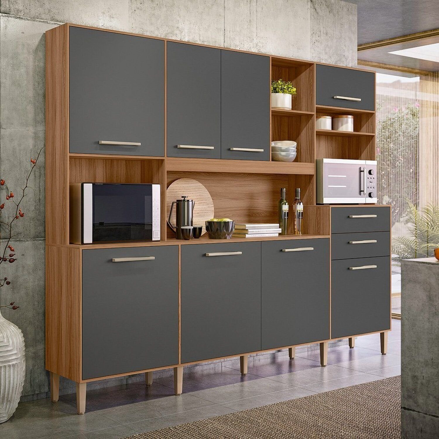 Uesd　CASH　９’０　AllRound Custom Armário de Cozinha Compacta 8 Portas 2 Gavetas Ipe e Chumbo