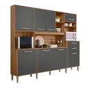Ver imagem 2 de Armário de Cozinha Compacta 8 Portas 2 Gavetas Ipe e Chumbo Hortelã Cinza