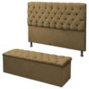 Ver imagem 1 de Kit Cabeceira Baby + Calçadeira Itália King 195 CM Suede Camurça - D A Decor