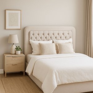 Cabeceira Casal Cama Box Capitonê Suede Bege 1,40m