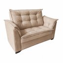 Ver imagem 2 de Sofá 2 Lugares com 1 Poltrona Decorativa para Sala de Estar Suede Capuccino