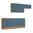 Ver imagem 2 de Cozinha Compacta 4 Peças 2 Aéreos 2 Balcões Soho CabeCasa MadeiraOriginals Azul/Freijó