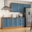 Ver imagem 1 de Cozinha Compacta 4 Peças 2 Aéreos 2 Balcões Soho CabeCasa MadeiraOriginals Azul/Freijó