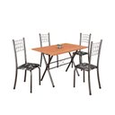 Ver imagem 2 de Conjunto de Mesa Tubular 62 100x60cm Tampo em MDF Cinamomo com 4 Cadeiras Dany Prata/Preto Floral/Mart