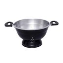 Ver imagem 1 de Escorredor e Macarrão de Aluminio Preto 24cm com Pé Docesar