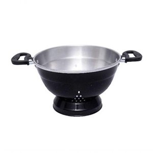 Escorredor e Macarrão de Aluminio Preto 24cm com Pé Docesar