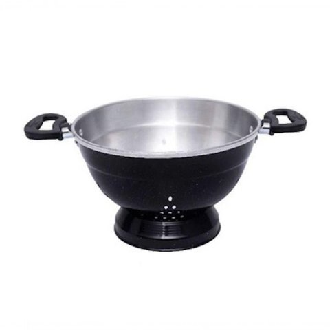 Escorredor e Macarrão de Aluminio Preto 24cm com Pé Docesar