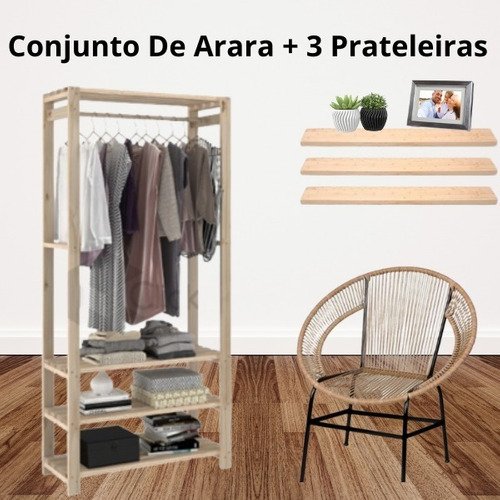 Arara Mais Três Prateleiras Para Varanda Arara De Chão - 2