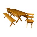 Ver imagem 1 de Conjunto Mesa 2,5m 2 Bancos Sem Encosto e 2 Cadeiras Madeira Maciça Angelim