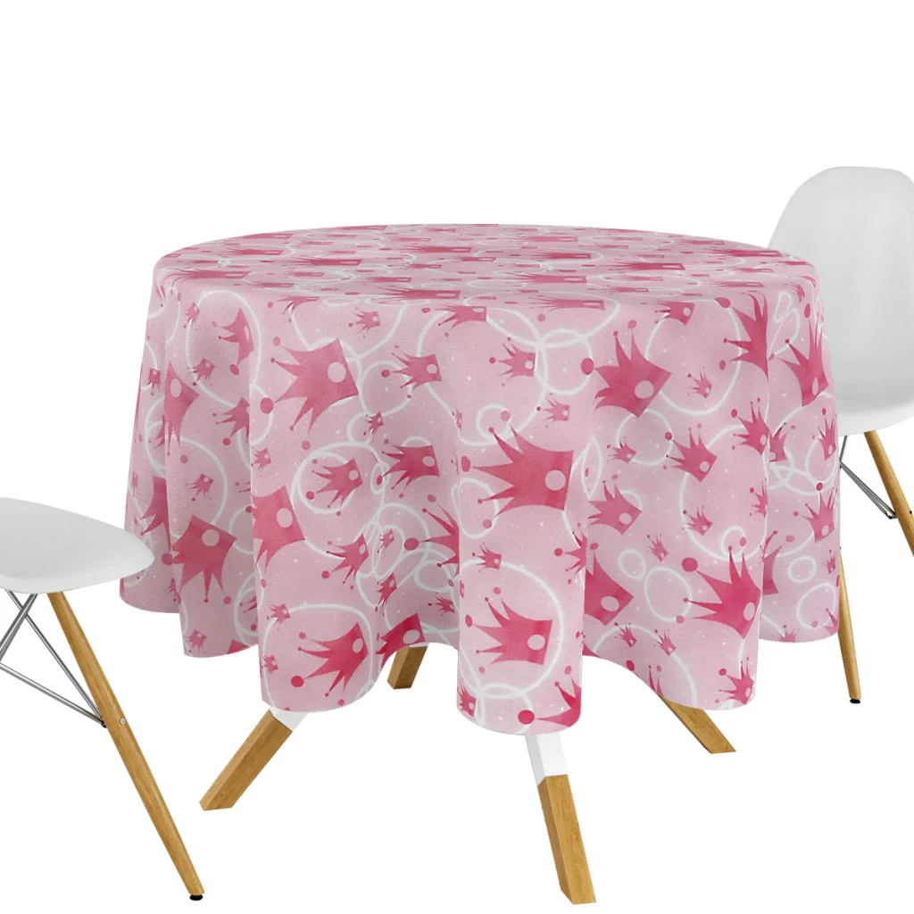 1 Toalha Mesa Tnt Festa Estampado Princesa Rosa Redonda - 2