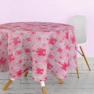 1 Toalha Mesa Tnt Festa Estampado Princesa Rosa Redonda