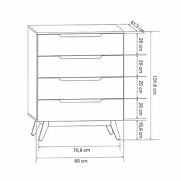 Cômoda Infantil Retrô com 4 Gavetas Alpi - Preto Acetinado - 4