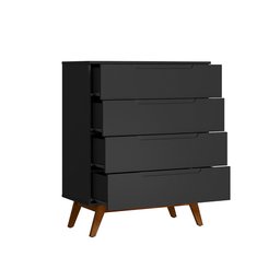 Cômoda Infantil Retrô com 4 Gavetas Alpi - Preto Acetinado - 3