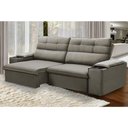 Ver imagem 2 de Sofá Retrátil Reclinável Vannes 225cm com Porta Copos e Objetos Bege Castor