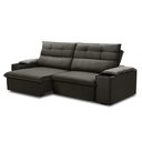 Ver imagem 2 de Sofá Retrátil Reclinável Vannes 225cm com Porta Copos e Objetos Marrom Tabaco