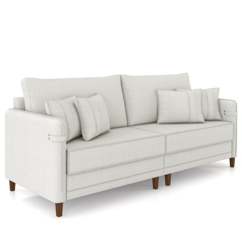 Sofá 3 Lugares Sala de Estar Living 232cm Asbury K01 Bouclê Creme - Lyam Decor