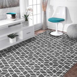 Tapete para Sala Geometrico Texas Cinza com Cru - 200x132 Comercial Textil 32480 - 1