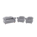 Ver imagem 1 de Conjunto Chesterfield Merlo Namoradeira c/ 2 Poltronas - Veludo Cinza Prata / decoração, recepção, s