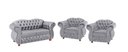 Ver imagem 1 de Conjunto Chesterfield Merlo Namoradeira c/ 2 Poltronas - Veludo Cinza Prata / decoração, recepção, s