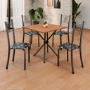 Ver imagem 1 de Conjunto de Mesa Tubular 70x70cm Tampo em MDF Cinamomo com 4 Cadeiras Sara Prata/Preto Floral/Mart
