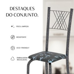 Conjunto de Mesa Tubular 70x70cm Tampo em Mdf Cinamomo com 4 Cadeiras Sara - 12