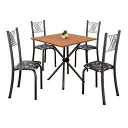 Conjunto de Mesa Tubular 70x70cm Tampo em Mdf Cinamomo com 4 Cadeiras Sara - 2