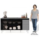 Ver imagem 5 de Balcão Gabinete com Pia Inox 160cm Arkansas Preto/Cinza - Lumil Lumil Móveis