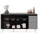 Ver imagem 3 de Balcão Gabinete com Pia Inox 160cm Arkansas Preto/Cinza - Lumil Lumil Móveis