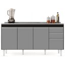 Ver imagem 7 de Balcão Gabinete com Pia Inox 160cm Arkansas Preto/Cinza - Lumil Lumil Móveis