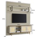Ver imagem 3 de Rack com Painel Ripado e Prateleira para Sala Bend Smart 200cm MDF Louro e Luna com Preto Casa Lar