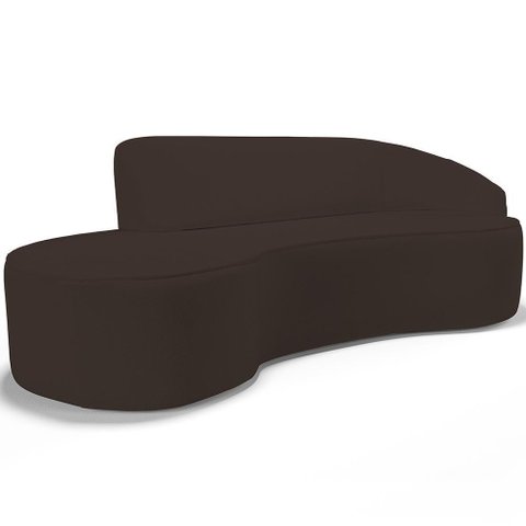 Sofá 3 Lugares Curvo Living Firenze Direito D02 Corano Marrom 230cm C-34 - Lyam