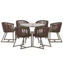Ver imagem 1 de Mesa com 6 Cadeiras de Jantar Roma 120cm e Noronha em Alumínio Marrom Corda Náutica Estofado 13 Tram