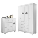 Ver imagem 1 de Jogo de Quarto Infantil Guarda Roupa e Cômoda Ane Branco - Phoenix Phoenix Baby