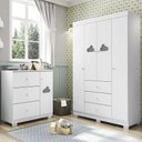 Ver imagem 2 de Jogo de Quarto Infantil Guarda Roupa e Cômoda Ane Branco - Phoenix Phoenix Baby