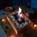 Ver imagem 1 de Lareira Ecológica em Madeira com pedras brancas 35x25 cm - Misti