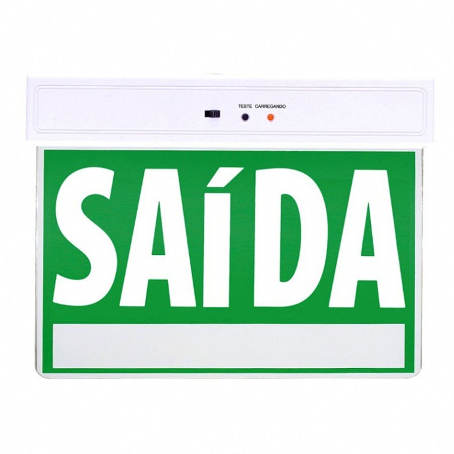 Placa de Sinalizaçao Saida Emergência Lâmpada LED Bateria Recarregavel Luz Iluminaçao Empresa