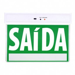 Placa de Sinalizaçao Saida Emergência Lâmpada LED Bateria Recarregavel Luz Iluminaçao Empresa - 1